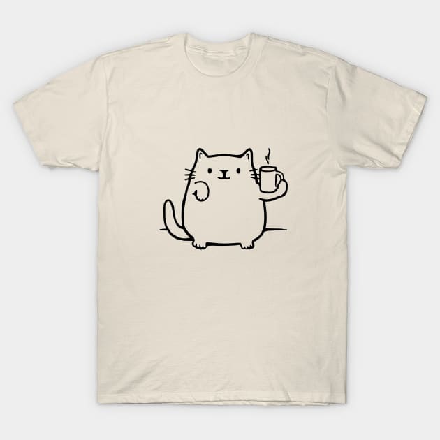 coffee addicted cat or kitten T-Shirt by Roocolonia